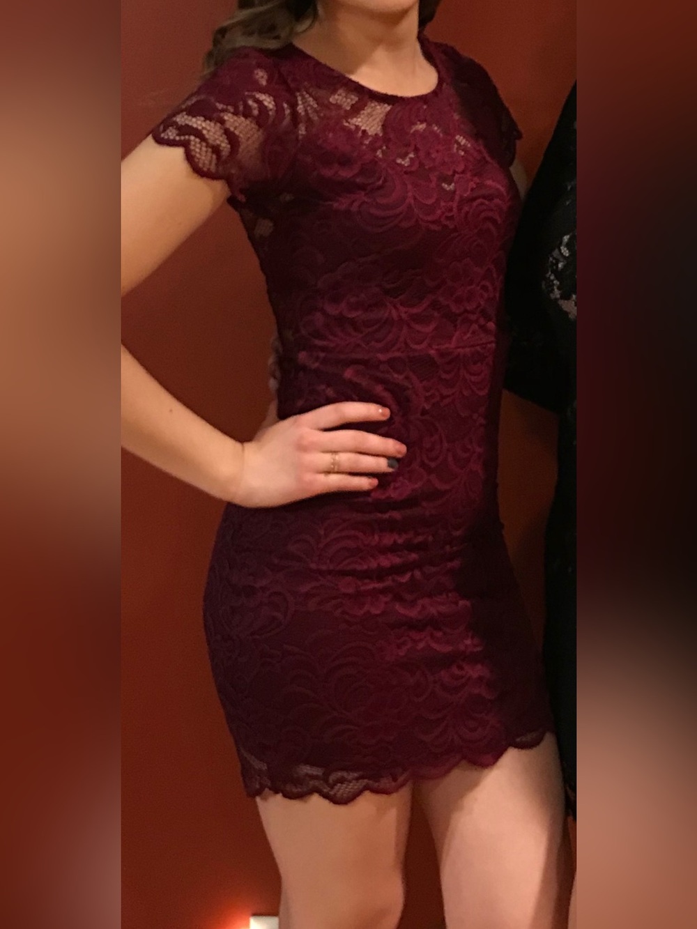 Ambiance Floral Lace Mini Dress in Berry Plum